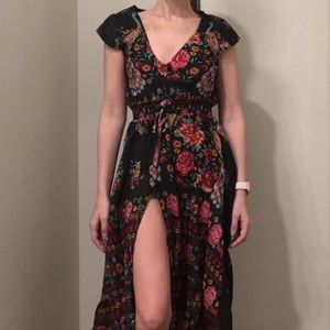 Flowy Flowery Dress w/ Slit